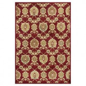 Kas Rugs Silky Tabriz Red/Cream 3 ft. 3 in. x 3 ft. 7 in. Area Rug