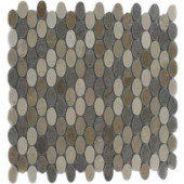 Splashback Tile 12 in. x 12 in. Orbit Amber Ovals Marble Mosaic Floor and Wall Tile