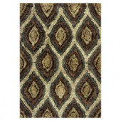 Kas Rugs Shag Finesse 11 Mocha/Cream 3 ft. 3 in. x 5 ft. 3 in. Area Rug