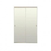 72 in. x 80 in. White Mirror with Back Painted Brittany Anodized Steel Glass Bypass Door