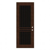 Unique Home Designs Plain Bar 36 in. x 96 in. Copper Left-handed Surface Mount Aluminum Security Door with Black Perforated Aluminum Screen