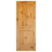 Krosswood Doors Rustic Knotty Alder 2-Panel Top Rail Arch Solid Wood Core Stainable Right-Hand Prehung Interior Door