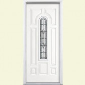 Masonite Providence Center Arch Primed Smooth Fiberglass Entry Door with Brickmold