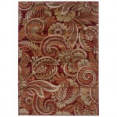 LR Resources Floral Play Cinnamon Curls 9 ft. x 12 ft. 2 in. Plush Indoor Area Rug
