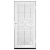 Unique Home Designs Lexington 36 in. x 80 in. White Outswing Security Door with White Perforated Screen and Satin Nickel Hardware