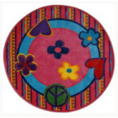 LA Rug Inc. Fun Time Shape Peace Out 4 ft. 3 in. Round Area Rug