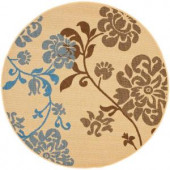 Safavieh Courtyard Natural Brown/Blue 5.3 ft. x 5.3 ft. Round Area Rug