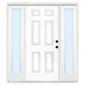 Steves & Sons Premium 6-Panel Primed White Steel Left-Hand Entry Door with 12 in. Clear Glass Sidelites and 6 in. Wall