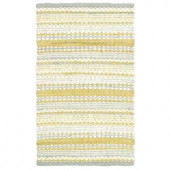 LR Resources Cotton Dhurry Yellow and Grey 5 ft. x 8 ft. Braided Indoor Area Rug