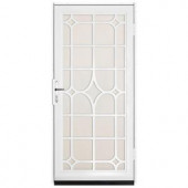 Unique Home Designs Lexington 36 in. x 80 in. White Outswing Security Door with Almond Perforated Screen and Satin Nickel Hardware