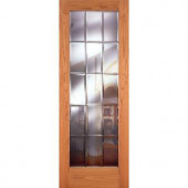 Feather River Doors 15-Lite Clear Bevel Zinc Woodgrain 1-Lite Unfinished Oak Interior Door Slab
