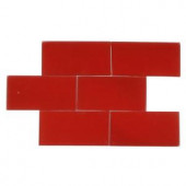 Splashback Tile Contempo 3 in. x 6 in. Lipstick Red Frosted Glass Tile