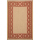 Martha Stewart Living Mallorca Border Cream/Red 6 ft. 7 in. x 9 ft. 6 in. Indoor / Outdoor Area Rug