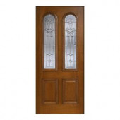 Main Door Mahogany Type Prefinished Cherry Beveled Zinc Twin Arch Glass Solid Wood Entry Door Slab