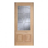 Main Door Mahogany Type Unfinished Beveled Zinc 3/4 Glass Solid Wood Entry Door Slab