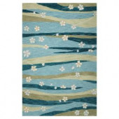 Kas Rugs Water Flowers Blue/Green 9 ft. x 13 ft. Area Rug