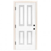 Steves & Sons Premium 4-Panel Primed White Steel Entry Door with 36 in. Right-Hand Outswing and 6 in. Wall