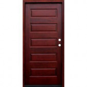 Pacific Entries Contemporary 5-Panel Stained Wood Mahogany Entry Door