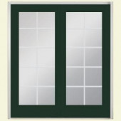 Masonite 72 in. x 80 in. Conifer Left-Hand 10 Lite Fiberglass Patio Door with No Brickmold in Vinyl Frame