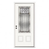 JELD-WEN Mission Prairie 3/4-Lite Primed White Steel Entry Door with Brickmold