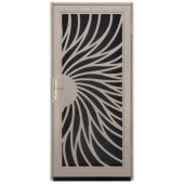 Unique Home Designs Solstice 36 in. x 80 in. Tan Outswing Security Door with Black Perforated Screen and Satin Nickel Hardware