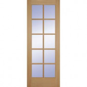 24 in. Clear Pine Wood 10 Lite French Slab Door