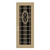 Unique Home Designs Modern Cross 36 in. x 96 in. Desert Sand Right-Hand Surface Mount Aluminum Security Door with Charcoal Insect Screen
