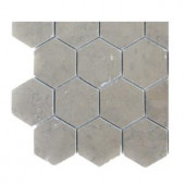 Splashback Tile Medieval Hexagon Polished Marble Floor and Wall Tile - 6 in. x 6 in. Tile Sample