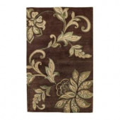 Kas Rugs Textured Bouquet Mocha 3 ft. 6 in. x 5 ft. 6 in. Area Rug