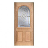 Main Door Mahogany Type Unfinished Beveled Brass Roundtop Glass Solid Wood Entry Door Slab
