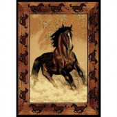 United Weavers Stallion Border Beige and Black 5 ft. 3 in. x 7 ft. 2 in. Area Rug