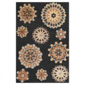 Kas Rugs Wheels are Turning Charcoal 3 ft. 3 in. x 5 ft. 3 in. Area Rug