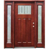Pacific Entries Diablo Craftsman 1 Lite Stained Mahogany Wood Entry Door with 6 in. Wall Series and 12 in. Sidelites