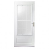 400 Series 36 in. White Aluminum Colonial Self-Storing Storm Door with Nickel Hardware