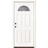 Feather River Doors Sapphire Patina Fan Lite Primed Smooth Fiberglass Entry Door