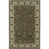 LR Resources Heritage Green/Ivory 5 ft. x 7 ft. 9 in. Plush Indoor Area Rug