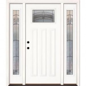 Feather River Doors Rochester Patina Craftsman Primed Smooth Fiberglass Entry Door with Sidelites