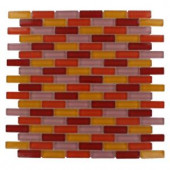 Splashback Tile Polished Brick Pattern 12 in. x 12 in. Glass Mosaic Floor and Wall Tile