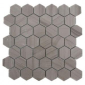 Splashback Tile Athens Grey Hexagon 12 in. x 12 in. Polished Marble Floor and Wall Tile