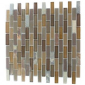 Splashback Tile Tectonic Brick Multicolor Slate and Earth Blend 12 in. x 12 in. Glass Floor and Wall Tile