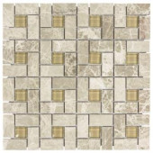 Jeffrey Court 11-3/4 in. x 11-3/4 in. Pearl Drops Glass/Beige Marble Mosaic Wall Tile