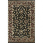 LR Resources Heritage Charcoal/Rust 7 ft. 9 in. x 9 ft. 9 in. Plush Indoor Area Rug