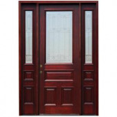 Pacific Entries Traditional 3/4 Lite Stained Mahogany Wood Entry Door with 12 in. Sidelites
