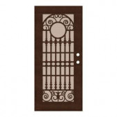 Unique Home Designs Spaniard 32 in. x 80 in. Copper Left-handed Surface Mount Aluminum Security Door with Desert Sand Perforated Screen