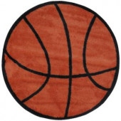 LA Rug Inc. Fun Time Shape Basketball Brown and Black 39 in. Round Area Rug