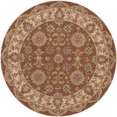 LR Resources Traditional Shape Coffee and Ivory 7 ft. 9 in. Round Plush Indoor Area Rug