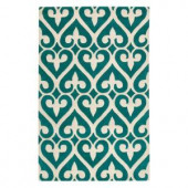 Home Decorators Collection Spades Teal and Cream 5 ft. 3 in. x 8 ft. 3 in. Area Rug