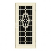 Unique Home Designs Modern Cross 36 in. x 80 in. Beige Hammer Right-Hand Recessed Mount Aluminum Security Door with Charcoal Insect Screen