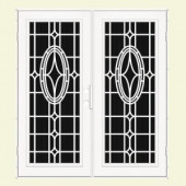 Unique Home Designs Modern Cross 72 in. x 80 in. White Left-Hand Surface Mount Aluminum Security Door with Charcoal Insect Screen