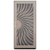 Unique Home Designs Solstice 36 in. x 80 in. Tan Outswing Security Door with Insect Screen and Polished Brass Hardware
